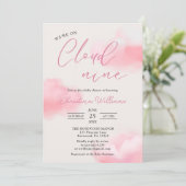 We zijn op Cloud 9 Pink Girl Baby shower Kaart (Staand voorkant)