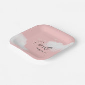We zijn op Cloud 9 Pink Girl Baby shower Papieren Bordje (Gebogen)