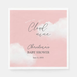 We zijn op Cloud 9 Pink Girl Baby shower Servet