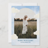 We Zijn Op Cloud 9 Waterverf Foto Baby Shower Kaart (Achterkant)