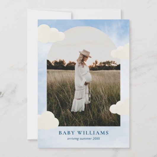 We Zijn Op Cloud 9 Waterverf Foto Baby Shower Kaart (Achterkant)