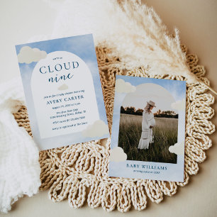 We Zijn Op Cloud 9 Waterverf Foto Baby Shower Kaart