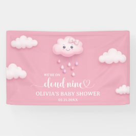 We zijn op cloud negen roze meisje Baby shower Spandoek