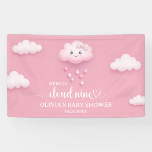 We zijn op cloud negen roze meisje Baby shower Spandoek