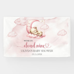 We zijn op cloud negen roze meisje Baby shower Spandoek