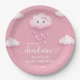 We zijn op cloud negen schattig lachende wolk roze papieren bordje