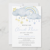 We zijn op Cloud Nine Baby Boy Baby shower Kaart (Voorkant)