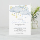 We zijn op Cloud Nine Baby Boy Baby shower Kaart (Staand voorkant)