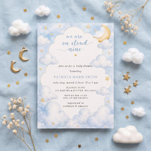 We zijn op Cloud Nine Baby Boy Baby Shower Kaart