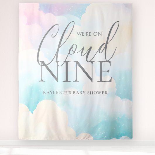 We zijn op Cloud Nine Baby shower achtergrond Wandkleed