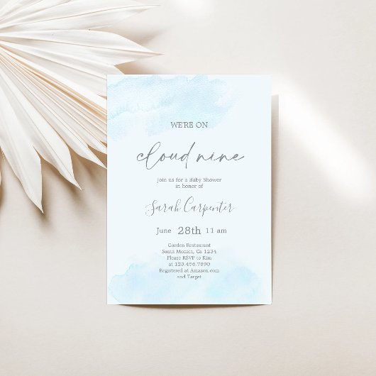 We zijn op Cloud Nine Baby shower Boy Kaart