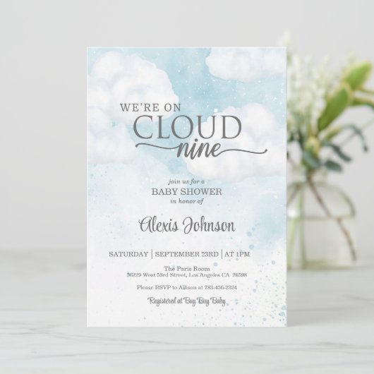 We zijn op Cloud Nine Baby shower (Boy) Kaart (Staand voorkant)