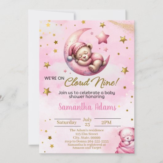 We zijn op Cloud Nine Baby shower Invitation Kaart (Voorkant)