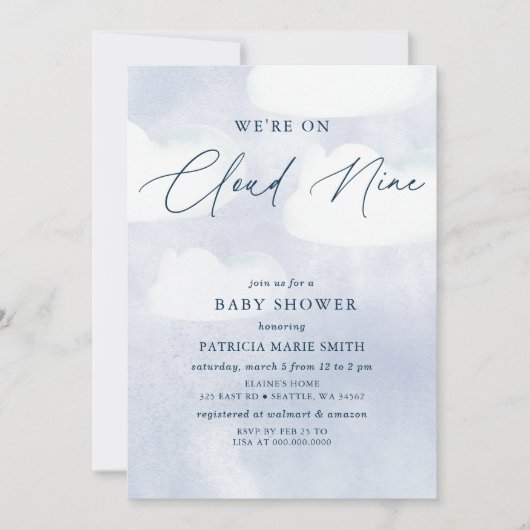 We zijn op Cloud Nine Baby shower Kaart (Voorkant)