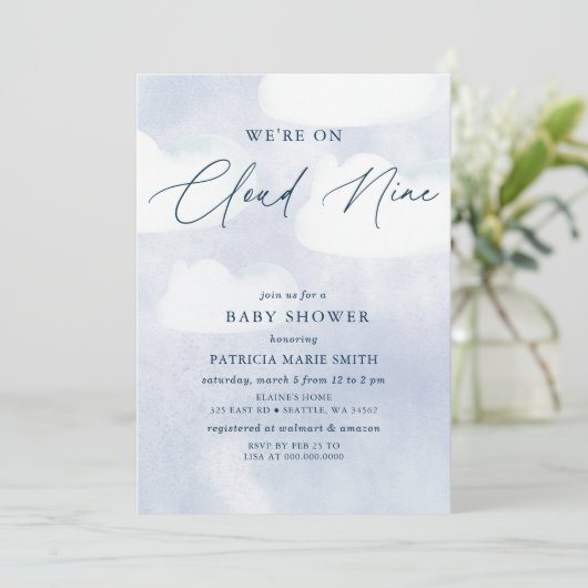 We zijn op Cloud Nine Baby shower Kaart (Staand voorkant)