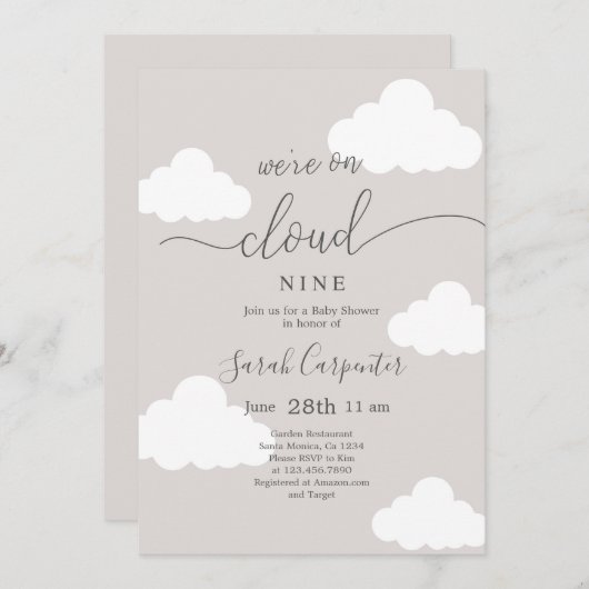 We zijn op Cloud Nine Baby shower Kaart (Voorkant / Achterkant)