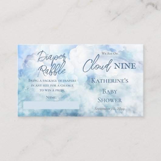 We zijn op Cloud Nine Baby shower luierreling Informatiekaartje (Voorkant)