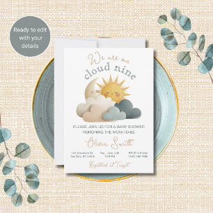 We zijn op Cloud Nine Baby Shower Uitnodiging