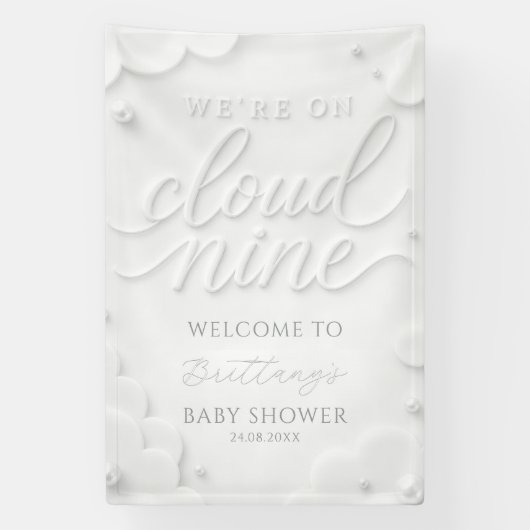 We zijn op Cloud Nine Baby Shower Welkom Spandoek (Verticaal)