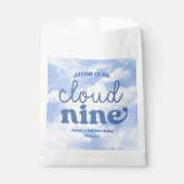We zijn op Cloud Nine Blue 9th Birthday Party Bedankzakje (Voorkant)