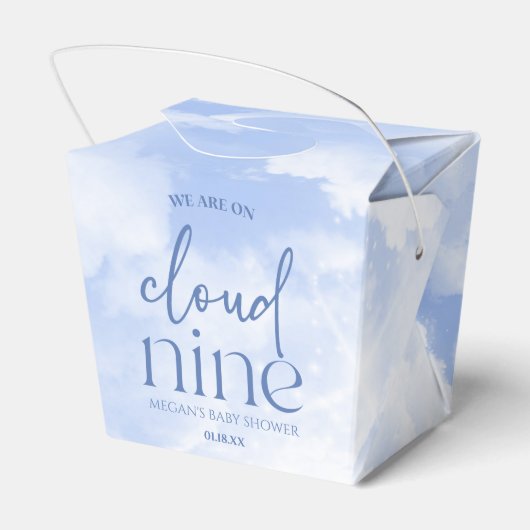We zijn op Cloud Nine Blue Baby shower Bedankdoosjes (Achterkant)