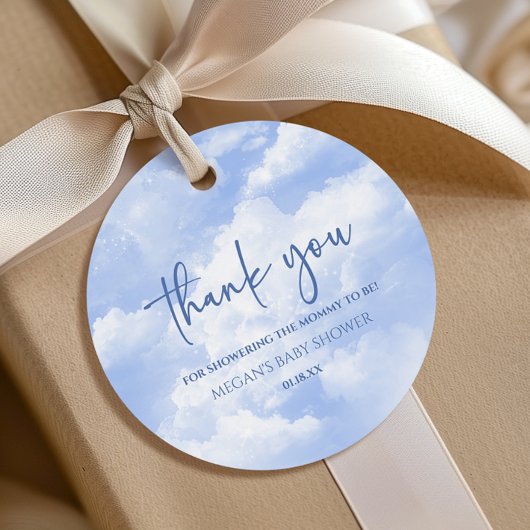 We zijn op Cloud Nine Blue Baby shower Bedankjes Labels