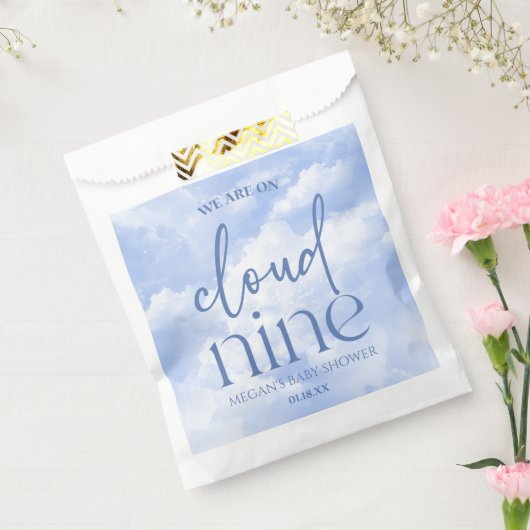We zijn op Cloud Nine Blue Baby shower Bedankzakje (Gezegeld)