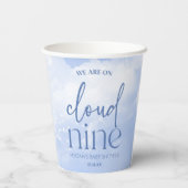 We zijn op Cloud Nine Blue Baby shower Papieren Bekers (Achterkant)