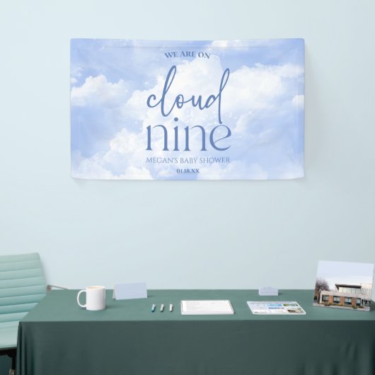 We zijn op Cloud Nine Blue Baby shower Spandoek (Beurs)