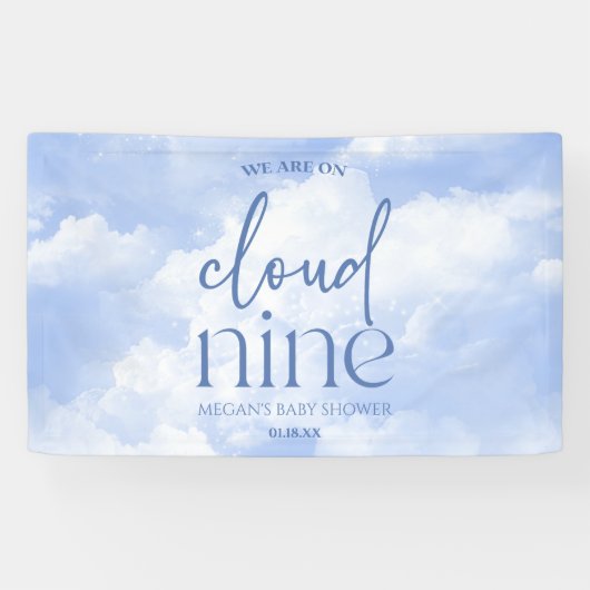 We zijn op Cloud Nine Blue Baby shower Spandoek (Horizontaal)