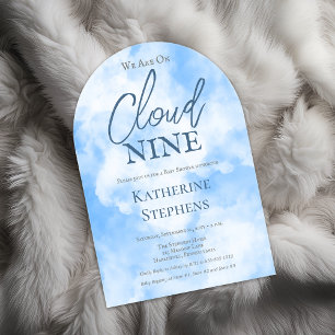 We zijn op Cloud Nine Blue Boy Baby shower Acryl Uitnodigingen