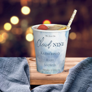 We zijn op Cloud Nine Blue Boy Baby shower Papieren Bekers