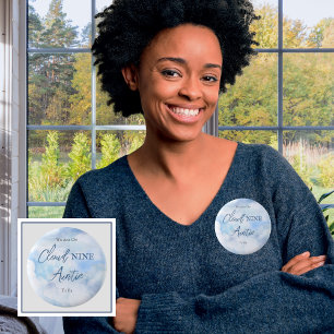 We zijn op Cloud Nine Blue Boy Baby shower tante Ronde Button 5,7 Cm