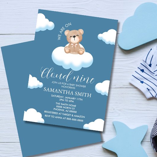 We zijn op Cloud Nine Blue Boy Beer Baby shower Kaart