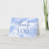 We zijn op Cloud Nine Blue Clouds Baby shower Bedankkaart (Voorkant)