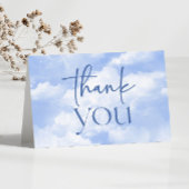 We zijn op Cloud Nine Blue Clouds Baby shower Bedankkaart
