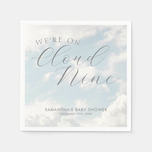 We zijn op Cloud Nine Blue Clouds Baby shower Servet (Voorkant)