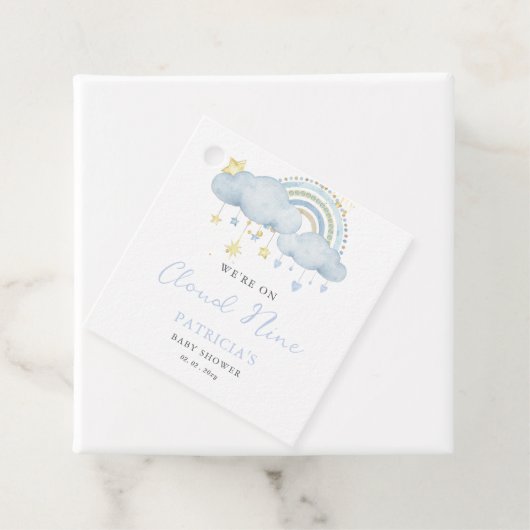 We zijn op Cloud Nine Boy Baby shower Bedankjes Labels (In situ)