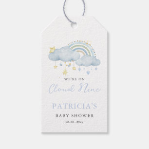 We zijn op Cloud Nine Boy Baby shower Cadeaulabel