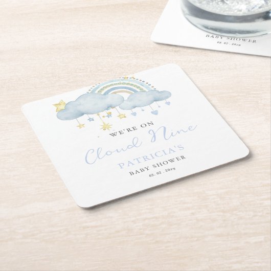 We zijn op Cloud Nine Boy Baby shower Kartonnen Onderzetters (Schuin)