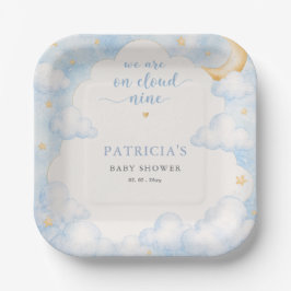 We zijn op Cloud Nine Boy Baby Shower  Papieren Bordje