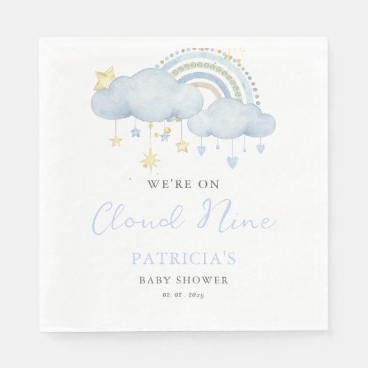 We zijn op Cloud Nine Boy Baby shower Servet (Voorkant)