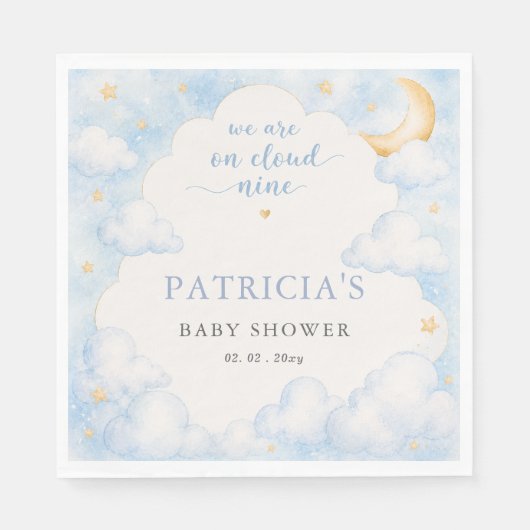 We zijn op Cloud Nine Boy Baby Shower Servet (Voorkant)