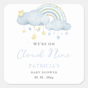 We zijn op Cloud Nine Boy Baby shower Vierkante Sticker