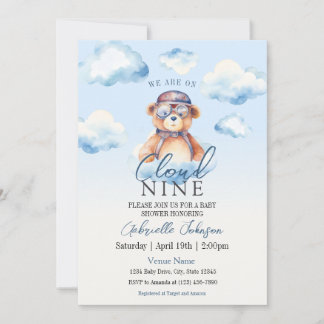 We zijn op Cloud Nine  Boy Beer Baby shower Kaart