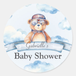 We zijn op Cloud Nine Boy Beer Baby shower Ronde Sticker