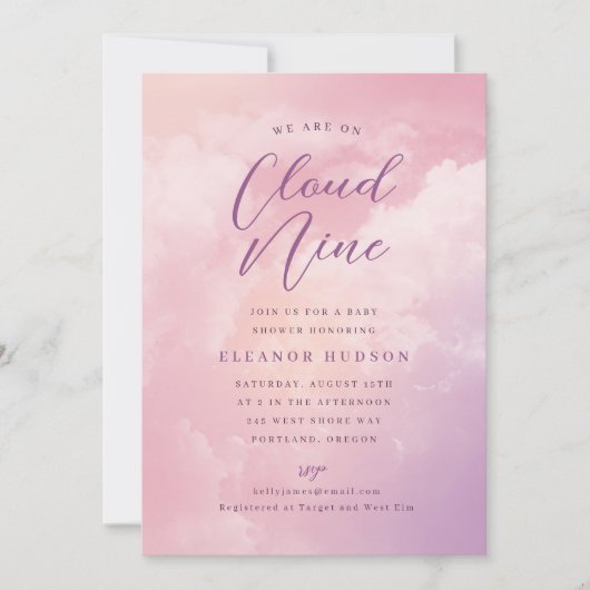 We zijn op Cloud Nine Dreamy Pastel Sky Baby showe Kaart (Voorkant)