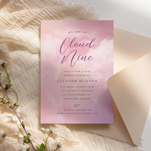 We zijn op Cloud Nine Dreamy Pastel Sky Baby showe Kaart