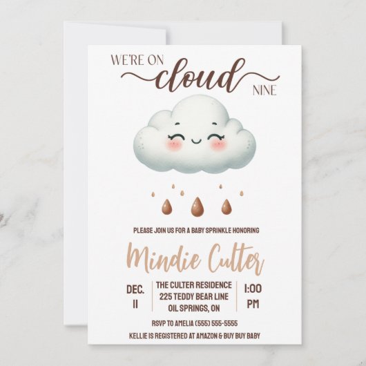 We zijn op Cloud Nine, Gender Neutral Baby Sprinkl Kaart (Voorkant)