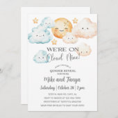 We zijn op Cloud Nine gender reveal uitnodiging. Kaart (Voorkant / Achterkant)
